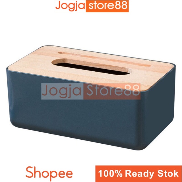 Kotak Tisu Kayu | Desain Modern Solid Wooden Dengan Bahan Berkualitas 23 x 13 x 10 cm - Blue