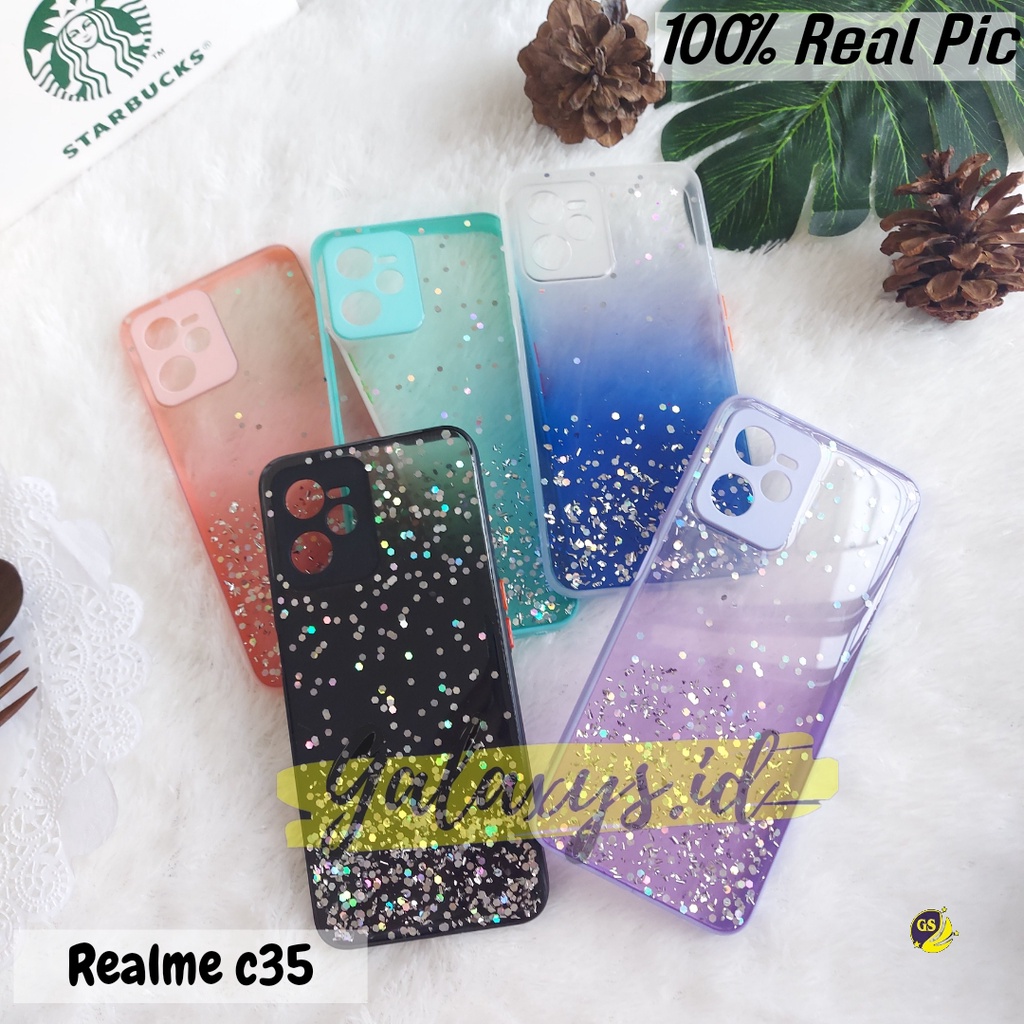 Realme NARZO 50 A PRIME C35 C31 8 8 Pro 7 7 Pro 9i 2022 5 5i 5s C3 C2 A1K Case Dove Glitter Bling Star Light Candy  Camera Macaron Gliter Pelindung Kamera