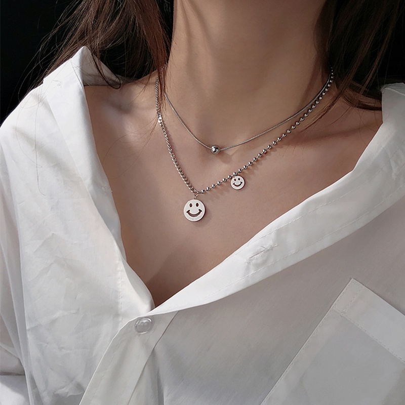 Set Kalung Desain Smiley Face Gaya Korea
