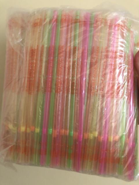 Sedotan Warna Bungkus Plastik . Sedotan Bengkok Kemasan Plastik