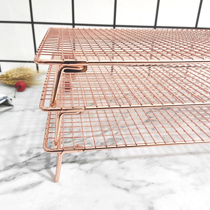 Stackable Stainless 304  Rose Gold Cake cooling Rack / rak pendingin kue 42x27cm dengan kaki