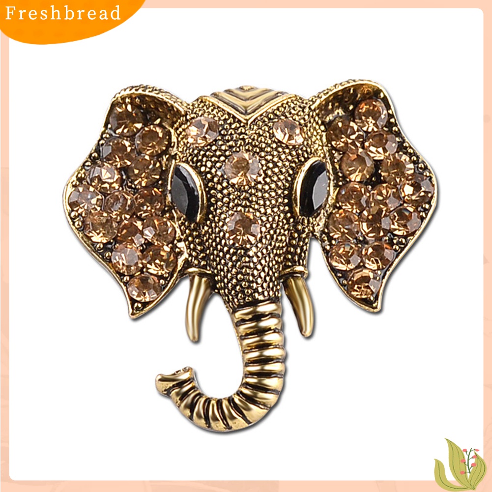 Terlaris Shining Rhinestones Elephant Head Brooch Pin Garment Hat Collar Decor Badge