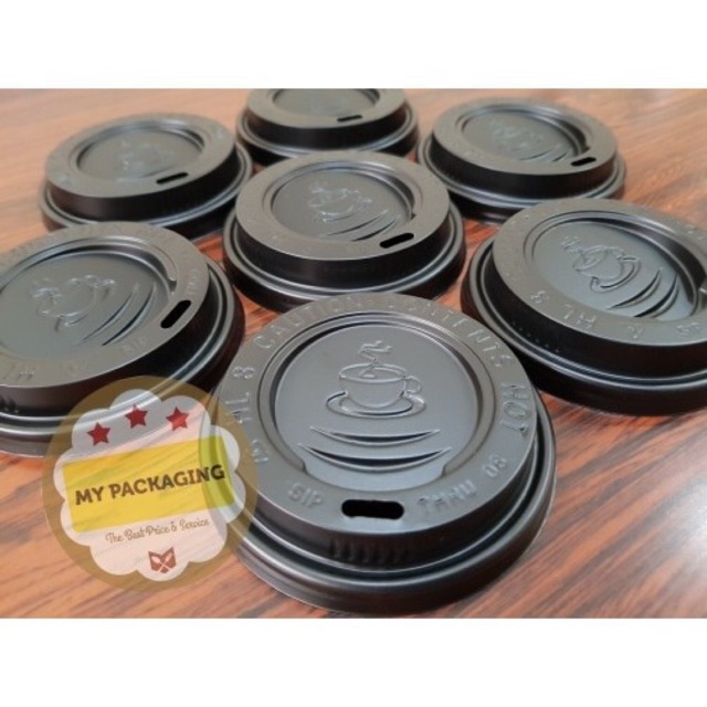 Tutup Paper Cup 8oz - Putih/Hitam 8 oz isi 50pcs/pack