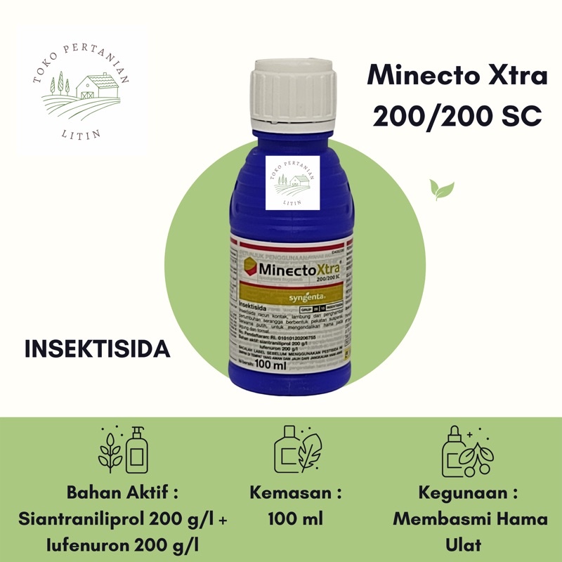 Minecto Xtra 200/200 SC- 100 ml (Insektisida) Membasmi Hama Ulat Bahan Aktif Ganda