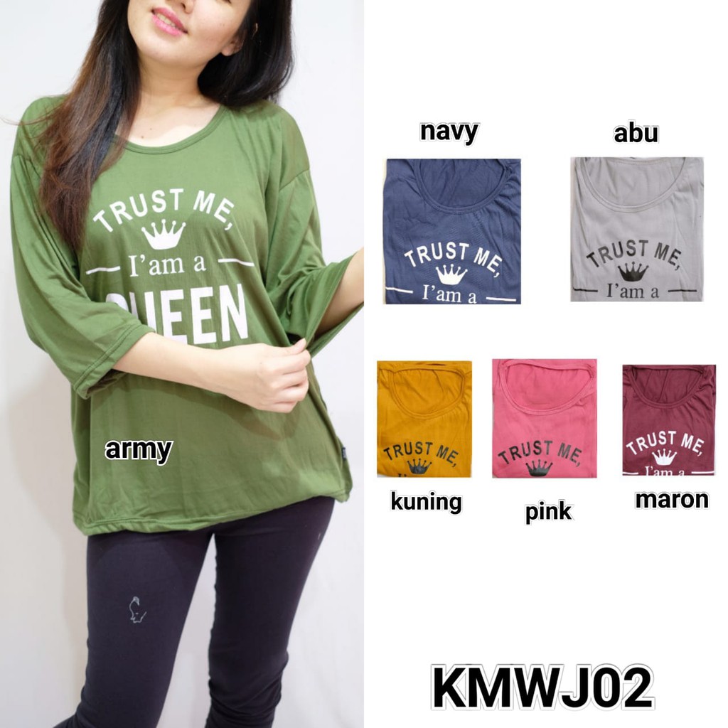 HB FO - Kaos Jumbo 3/4 TM I'M QUEEN KMWJ02 Fashion Wanita