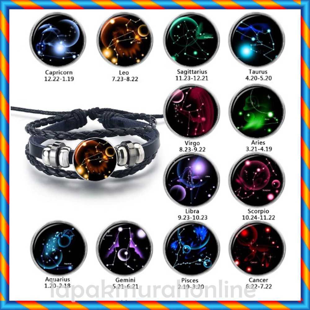 GELANG ZODIAK GLOW IN THE DARK GELANG UNISEX GELANG WANITA PRIA GELANG KOREA