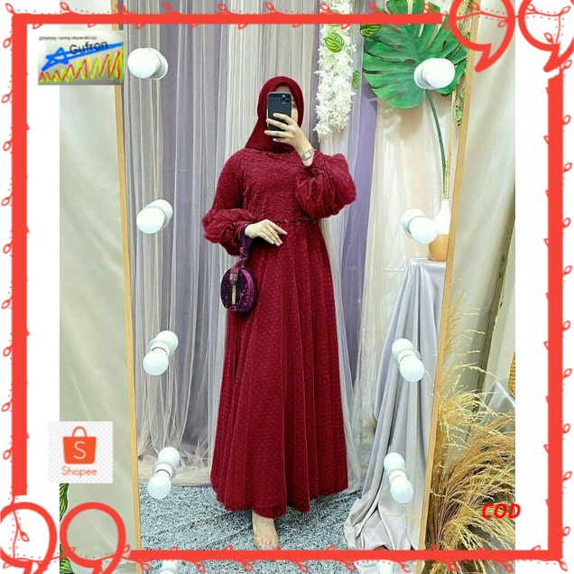ISG√maxi dress busui salsa size L-XL-XXL jumbo terbaru / dress brukat tile dot inah / dress wanita p
