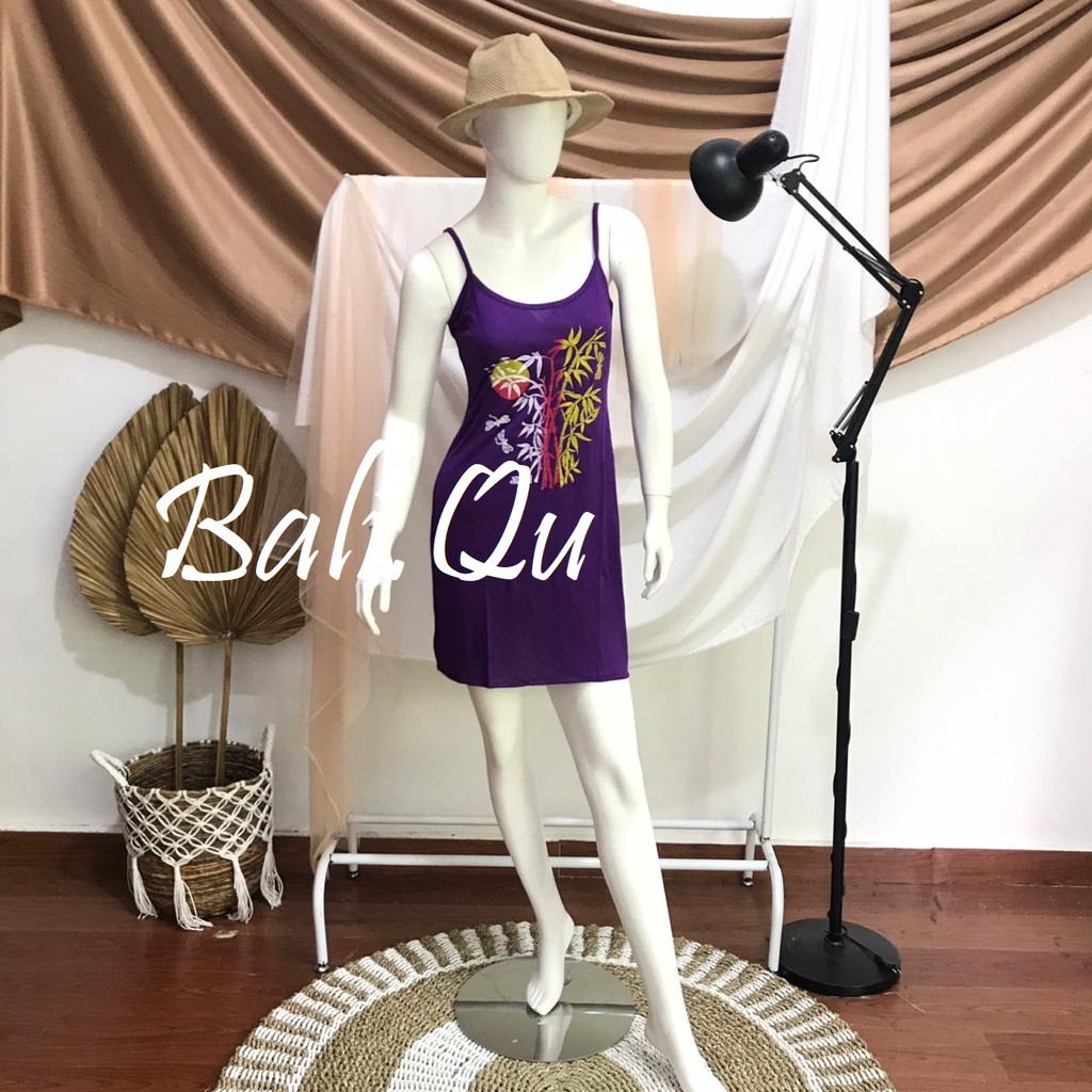 Daster  Tali Satu Sablon Bambu Bali-UNGU TUA