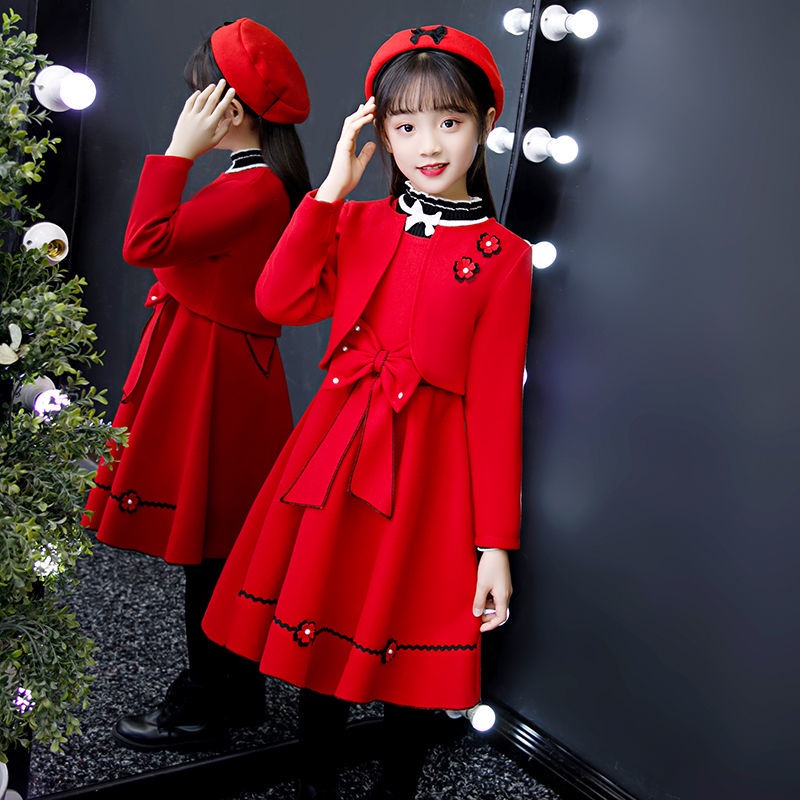 New autumn and winter children's wear three piece girls' princess skirt long sleeve Korean foreign w