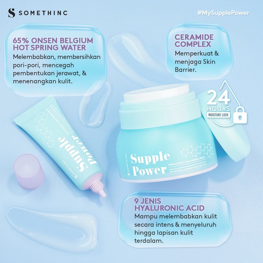 BPOM Somethinc Supple Power Hyaluronic9+ Onsen Moisture Bomb Gel Krim Pagi dan Malam (Kulit Sensitif) Pelembab Wajah