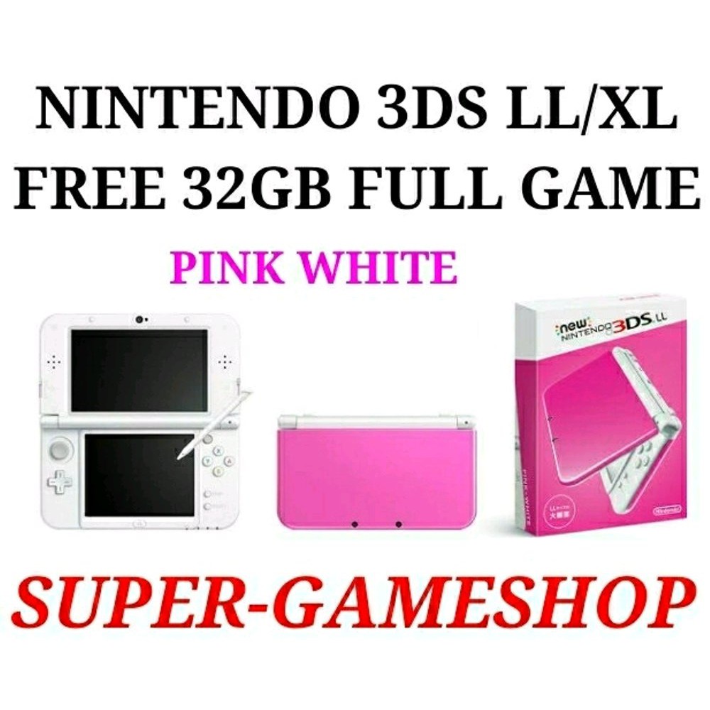 Nintendo New 3DS LL Pink White   New 3DS XL Pink White Full Game CFW Permanent