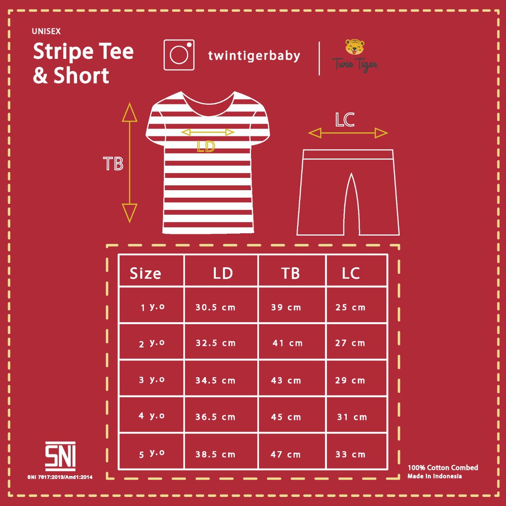 Twin Tiger Baby Tshirt Stripe Tee Set Setelan Kaos Anak 1 -5 Tahun