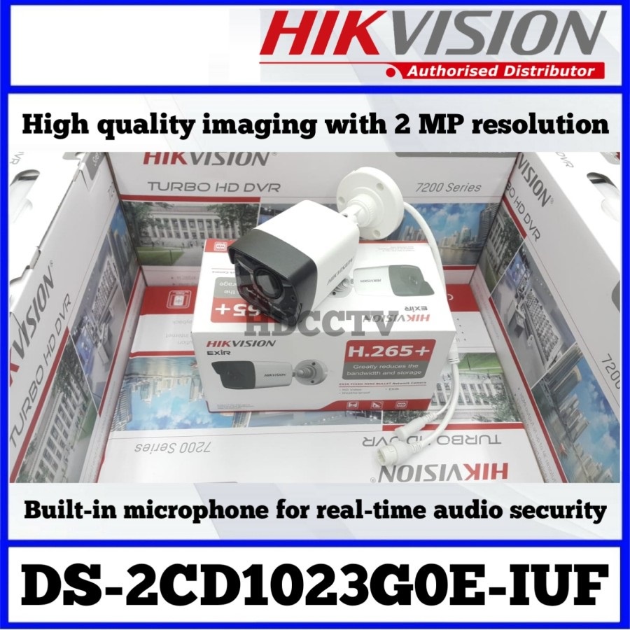 IPCAM HIKVISION 2MP AUDIO OUTDOOR DS-2CD1023G0-IUF BUILT IN MIC