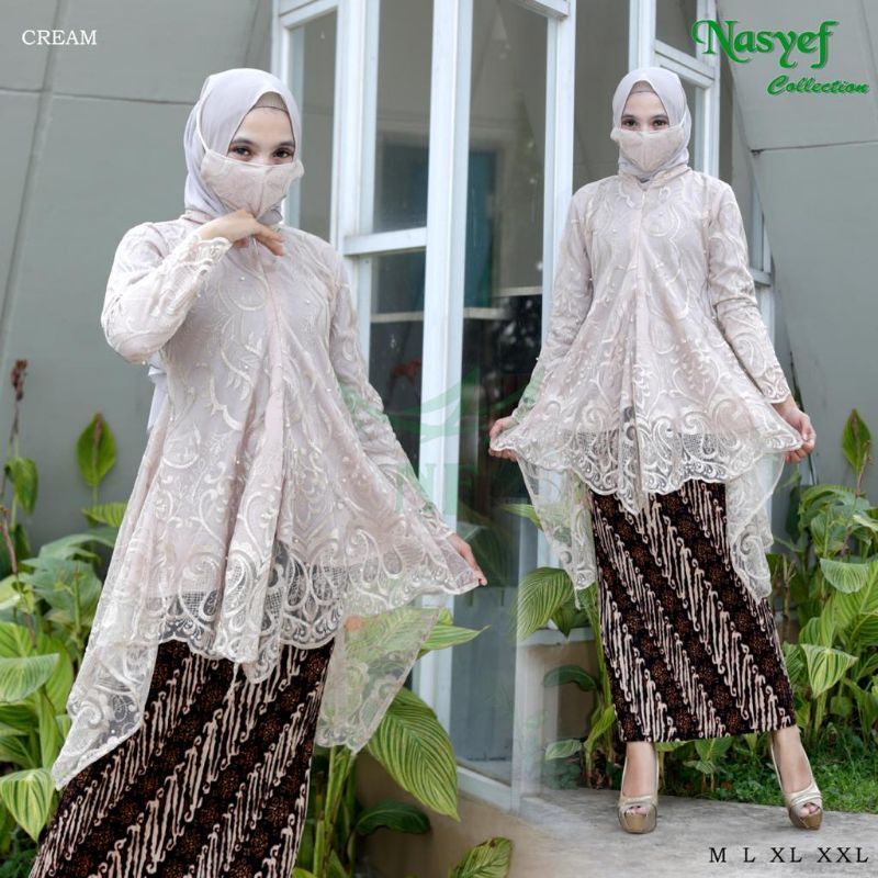 One Set Tunik Mauri Modern Kebaya Wanita Lamaran dan Kondangan Kebaya Wisuda Modern kebaya Seragam Nikahan