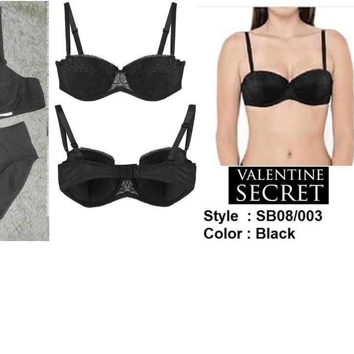 ☁ Bra set with panty Valentine Secret style SB08/003 color black ♜