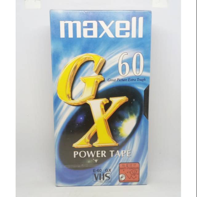 Kaset video VHS kosong MAXELL GX E-60. Durasi 60 menit