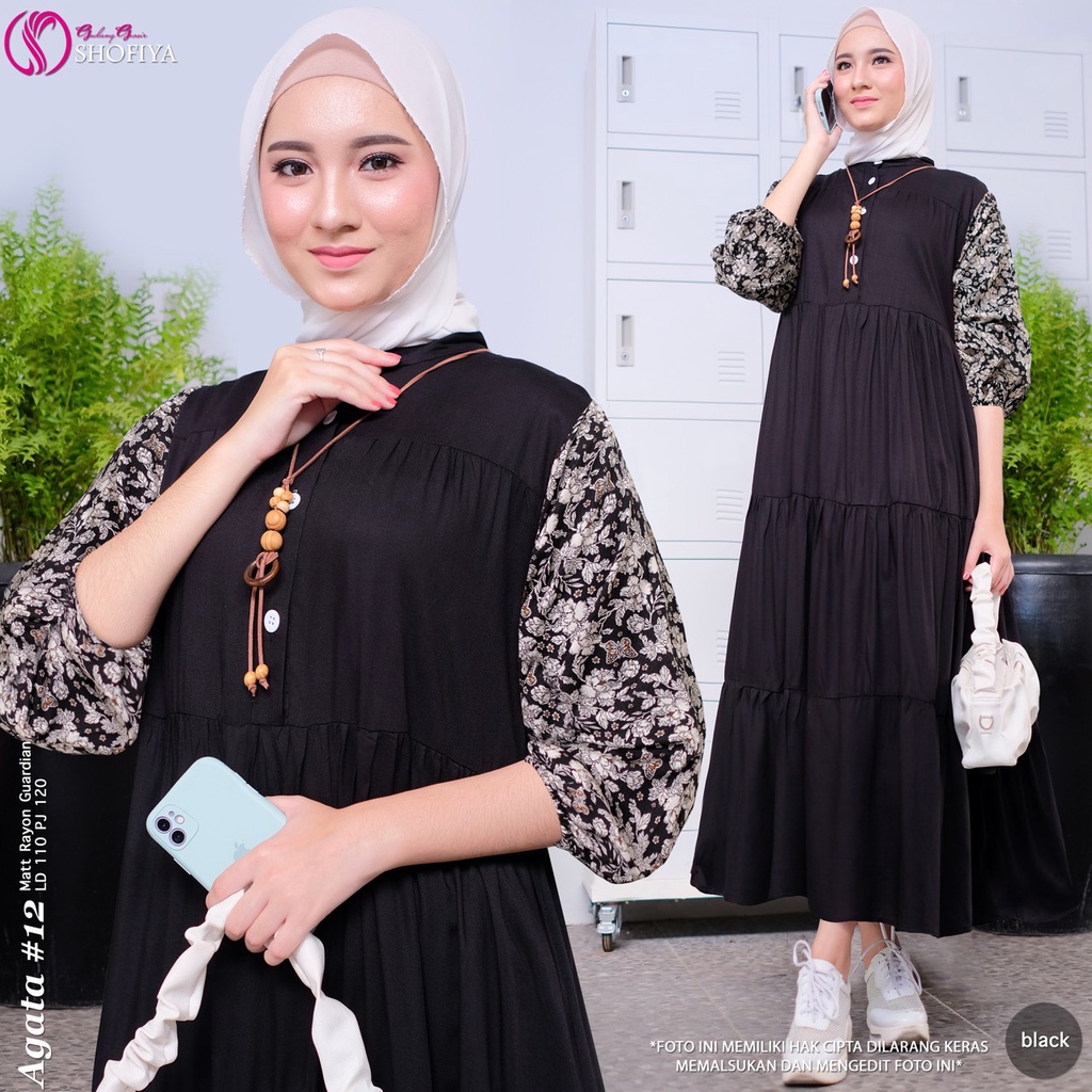 [RESTOCK] GAMIS DRESS FASHION MUSLIM // AGATA BY SHOFIYA-#12 Black