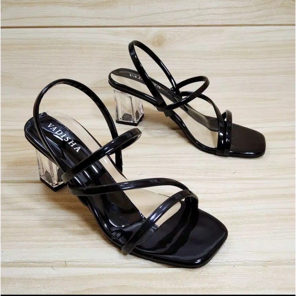 sandal wanita dewasa/sandal hak kaca/sandal hak kaca tali belakang