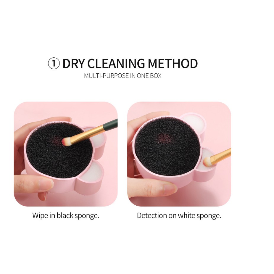 Silikon Kuas Makeup Cleaner Cartoon Makeup Brush Cleaning Tool With Sponge Dry&amp; Wet Clean