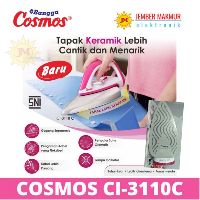 Cosmos Setrika Tapak Keramik CI-3110 C TAPAK Tatakan Lapis KERAMIK setrika listrik