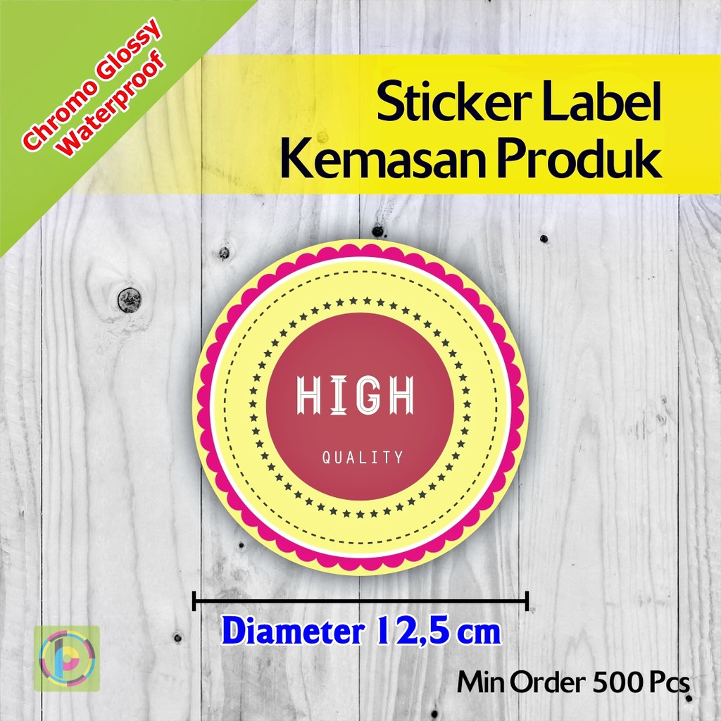 

Cetak Stiker Label Kemasan Produk | Glossy | Diameter 12,5 cm