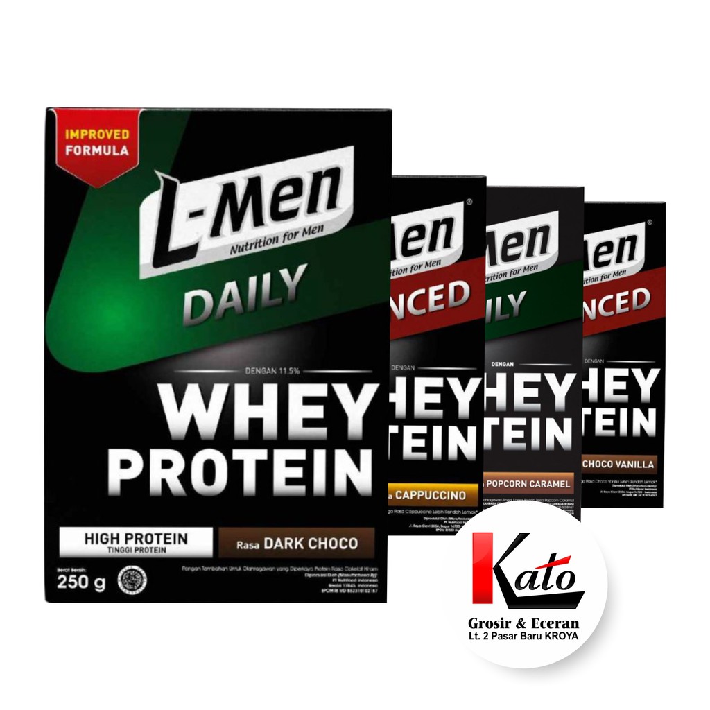 

L-Men Whey Daily Dark Chocolate 250 gram - Suplemen Tinggi Whey Protein