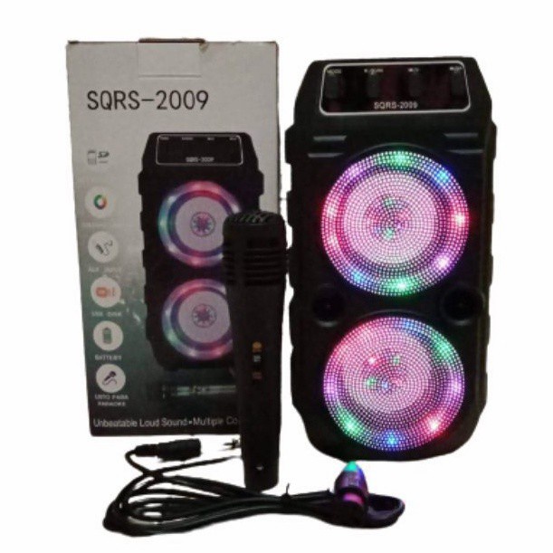 SPEAKER BLUETOOTH SQRS-2009 LED PLUS MIC KARAOKE SUARA SUPER BASS