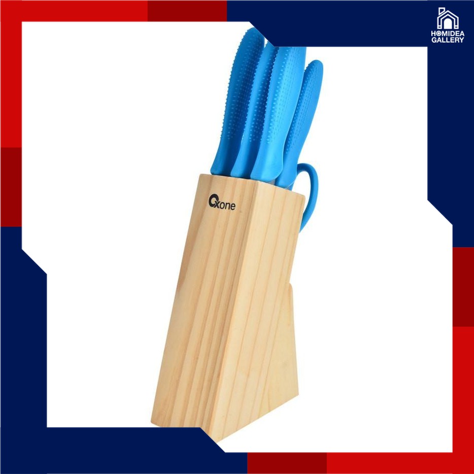 Oxone Set Pisau Ox - 961 - 6 Buah - Biru perlengkapan dapur