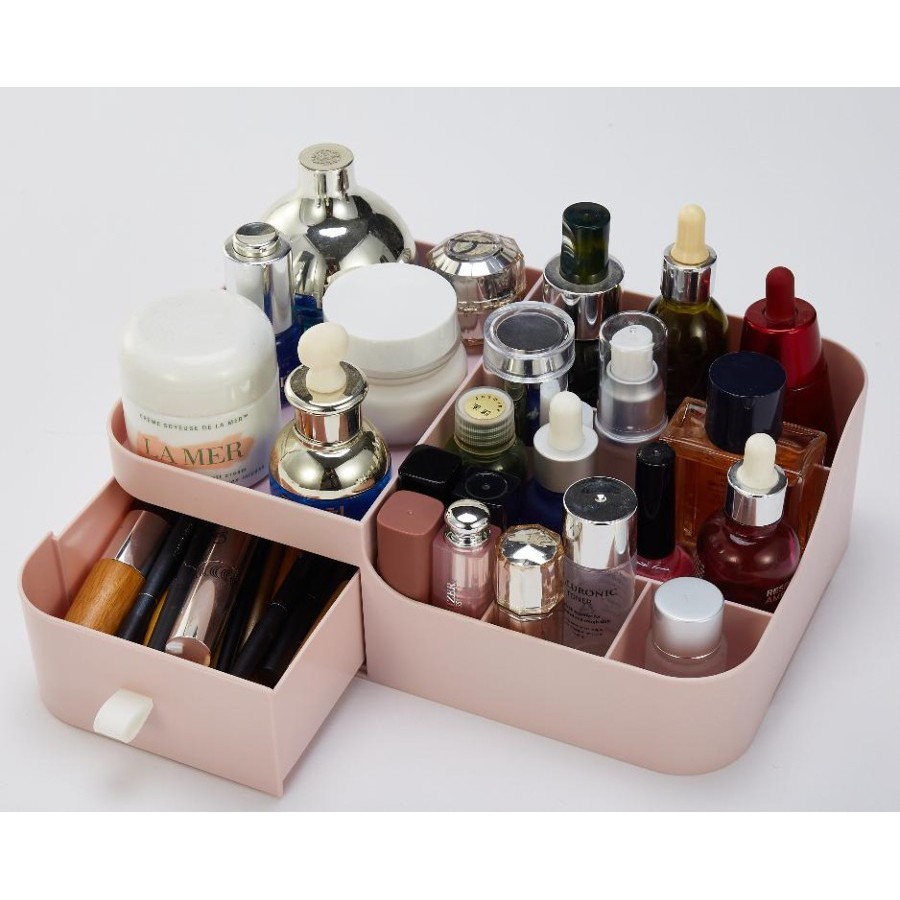 Rak Kosmetik 6 Sekat 1 Laci Box Kosmetik Cosmetic Organizer Plastik Abs Stationary Storage Box Multifungsi / Rak Kosmetik Mini / Kotak Laci Kosmetik / Tempat Make Up / Kotak Makeup Meja / Tempat Shampoo Toiletries / Rak Serbaguna Portable