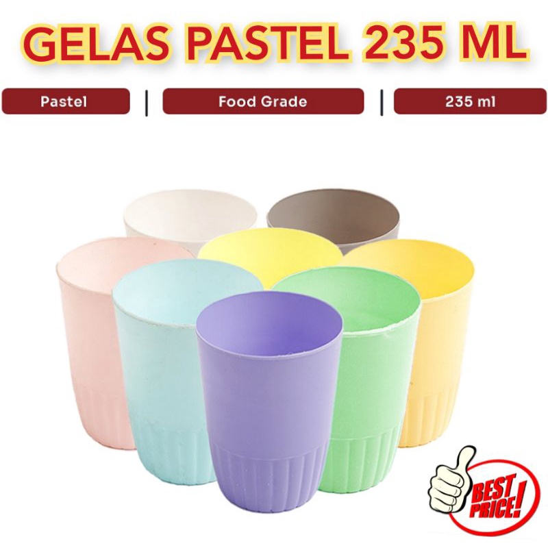 GELAS - MINUM - WARNA - PASTEL 235 ML - MURAH / GELAS PLASTIK WARNA TERBARU / GELAS MINUM ANAK