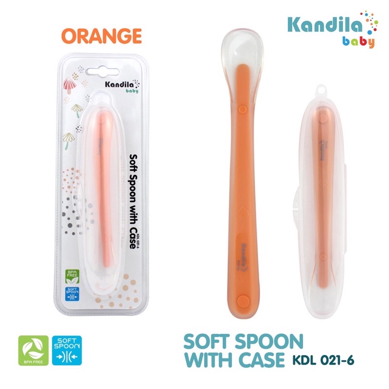 Terensu Sendok Makan Bayi Silikon Sendok MPASI bayi Teether Gigitan Bayi + Case Box Traveling // Kandila Spoon Sendok Silikon With BOX Gigitan Bayi KDL021-11