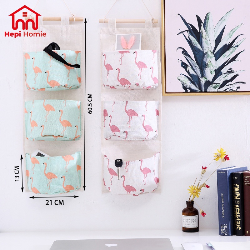 [HH] STORAGE BAG GANTUNG KAIN KANVAS 3 SEKAT / ORGANIZER KOREA DINDING SERBAGUNA