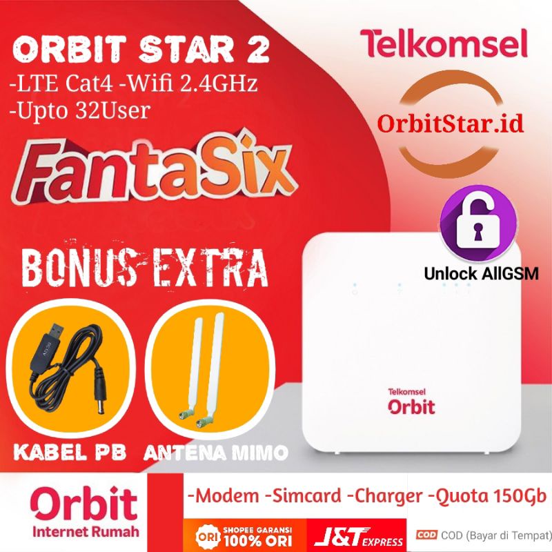 Modem Orbit Star2 Quota 150Gb + Free Antena