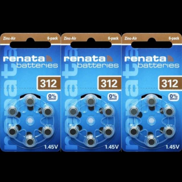 ORIGINAL RENATA 312 LR41 AG3 BATERAI ALAT BANTU DENGAR 6 PCS