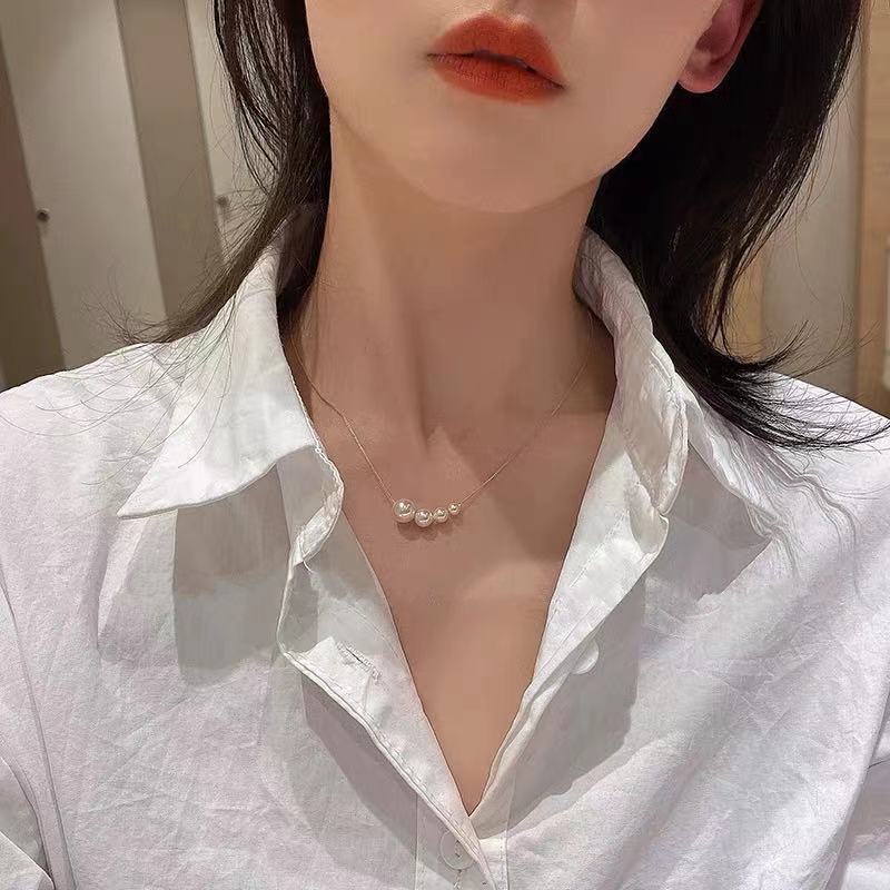 Summer Pearl Necklace 2021 New Female Light Luxury Niche Clavicle Chain Ins Trend Design Sense Fashion Simple Accessories Jewelry Gift