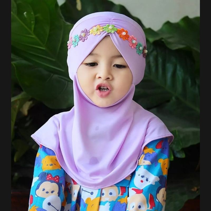 Jilbab Melati Anak Instan 0-3 Tahun Jersey Ballon Premium |Hijab Bayi Tk Lucu |Kerudung Sekolah Baby Perempuan Newborn