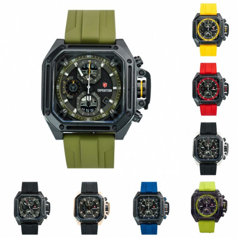 JAM TANGAN PRIA EXPEDITION E6812/E 6812 RUBBER ORIGINAL