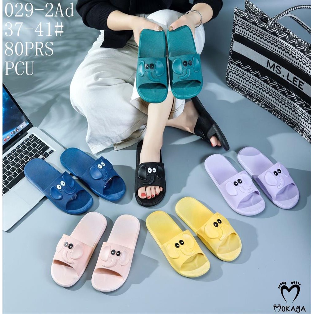 Sandal Slop Jelly Wanita Ban Gajah 3D Super Cute Elegant Kekinian Import Mokaya / Size 37-41 (029-2Ad)