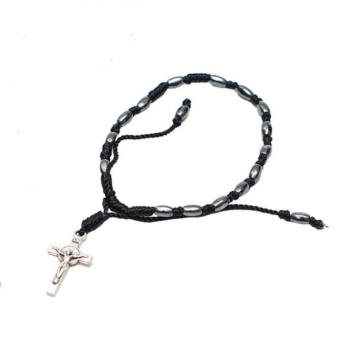 Gelang Rosario Tali Blustin Oval 6mm-Rosario Gelang Tali Salib Murah