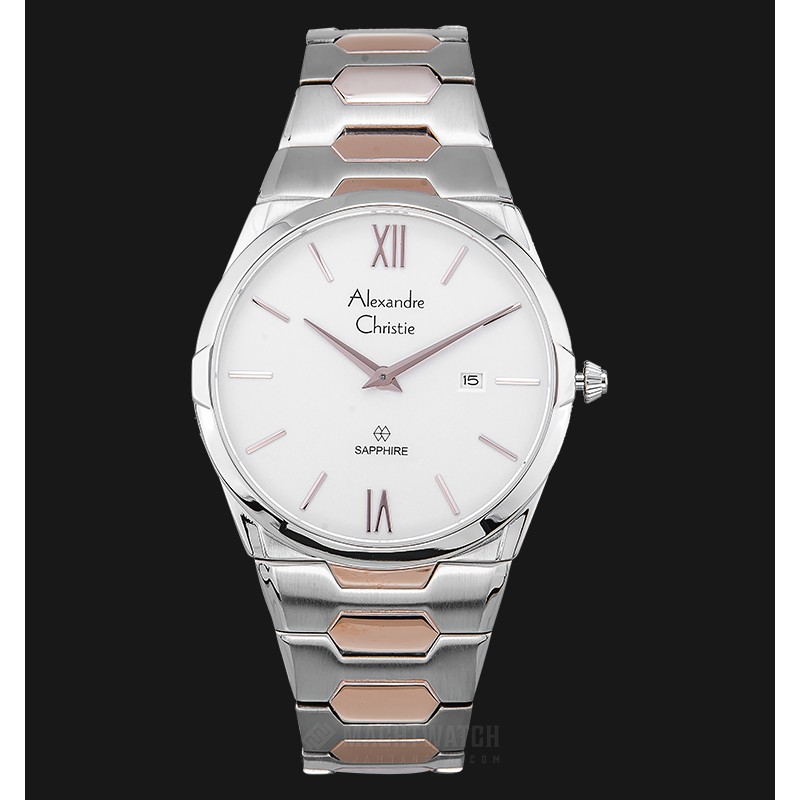 Alexandre Christie AC 8542 MD BTRSL Men White Dial Dual Tone Stainless Steel Strap