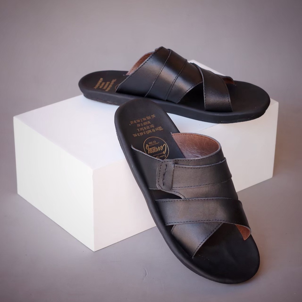 SANDAL PREMIUM CEVANY EXO KULIT PRIA ASLI || SANDAL SLIDE PRIA CASUAL SANTAI BRAND ORIGINAL TERBARU || SANDAL SLOP INDIAN KULIT PRIA