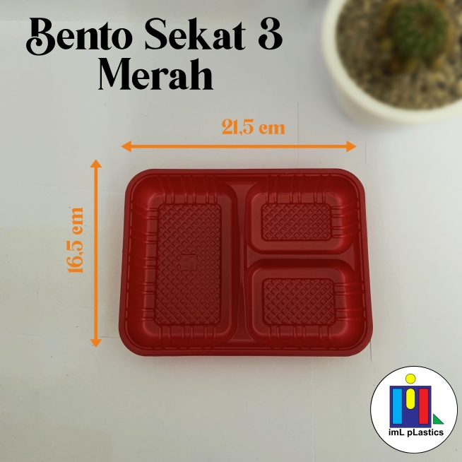 Tray Bento Sekat 3 /Bento Interpack 223/Bento box/Lunch Box bento/Mika Bento - isi 50pcs