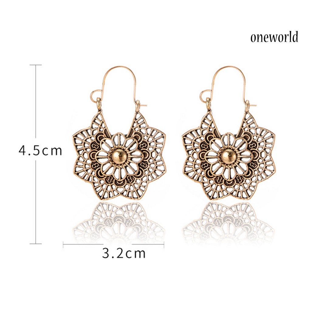 OW# 1 Pair Earrings Vintage Multi-shape Alloy Delicate Carved Ear Hook for Banquet