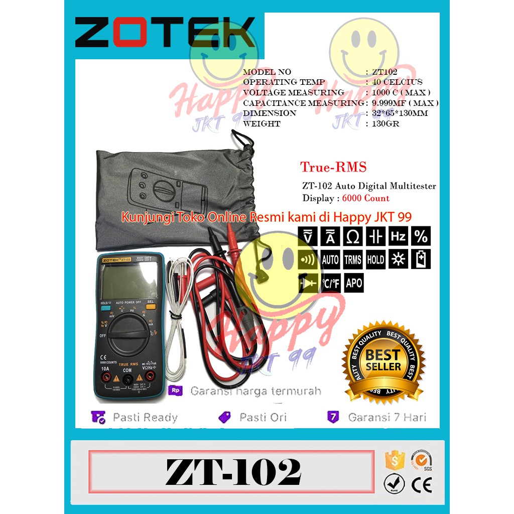 [ HAPPY JKT 99 ] ORIGINAL AVOMETER DIGITAL ZOTEK ZT102 MULTITESTER DIGITAL ZT 102