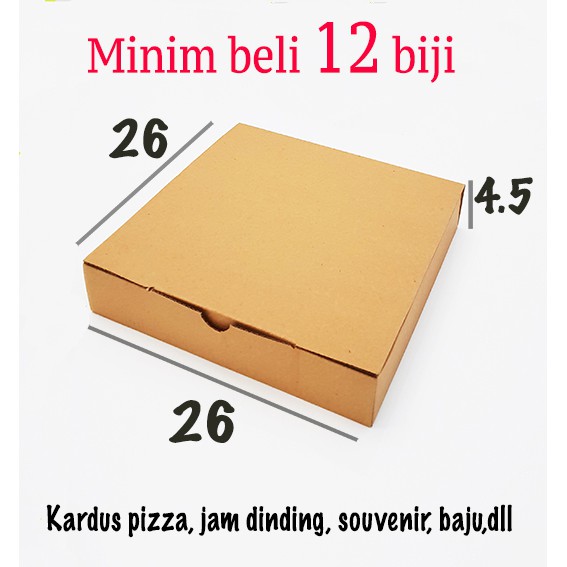

kardus pizza polos 26x26x4.5 karton box packing dus coklat kraft murah / dus baju / gift box