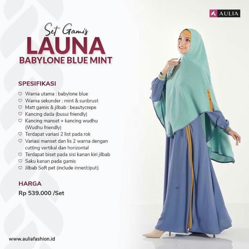 SET GAMIS LAUNA BABYLONE BLUE MINT BY AULIA