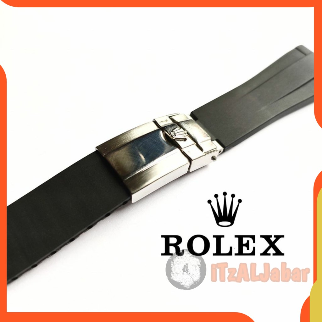 Tali jam tangan Rolex rubber strap 20mm full set Tali jam Rolex 20 mm - Hitam