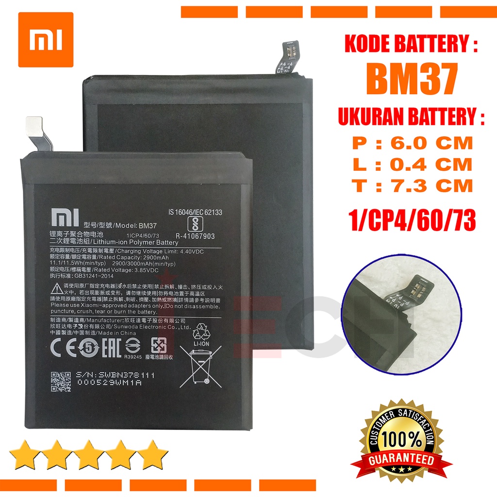 Baterai Battery Original Xiaomi BM37 / MI 5S PLUS