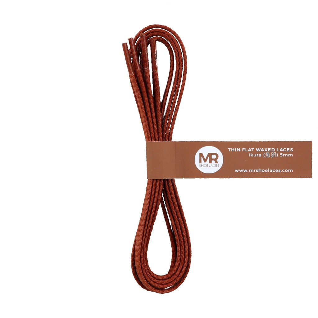 MR Shoelaces TH10 Ikura (Coklat Emas) Tali Sepatu Lilin Gepeng Thin 3-4mm (Waxed Laces) 50cm 100cm 120cm 150cm Brown