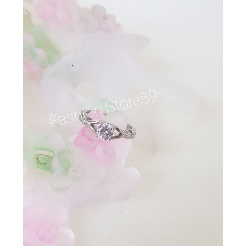 Cincin permata Putih fashion emas putih Titanium import Antikarat bestseller titanium white